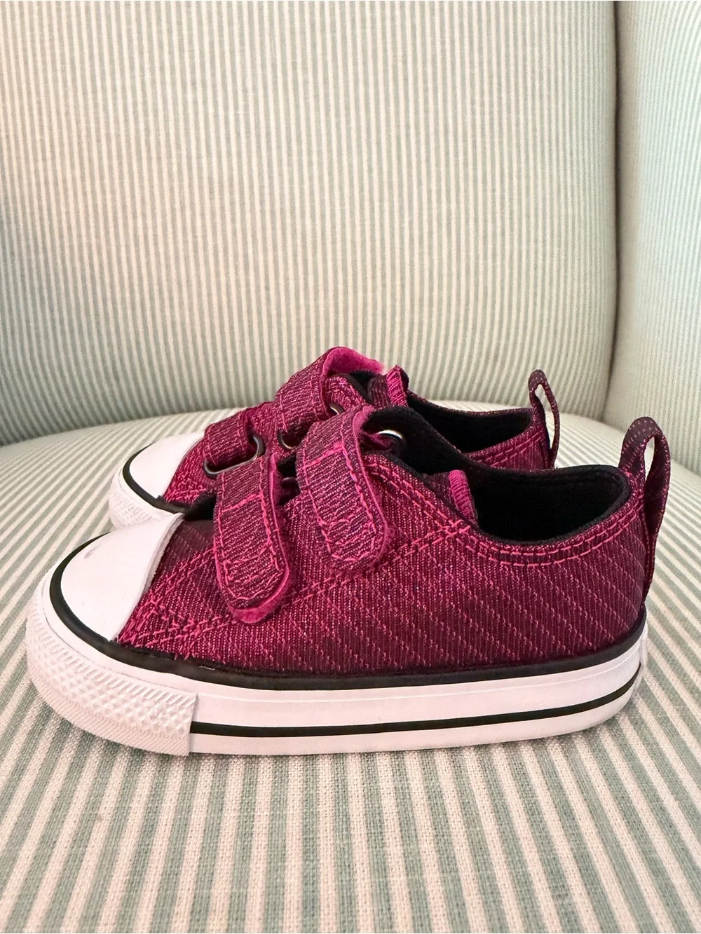 Converse Pink Magenta Velcro Baby Toddler Sneakers - Size 6